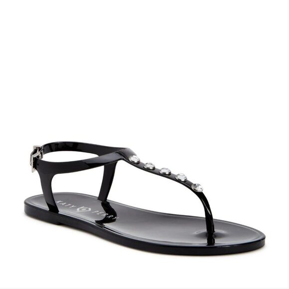Katy Perry The Geli Diamond Black Thong Jelly Sandals - Picture 1 of 9